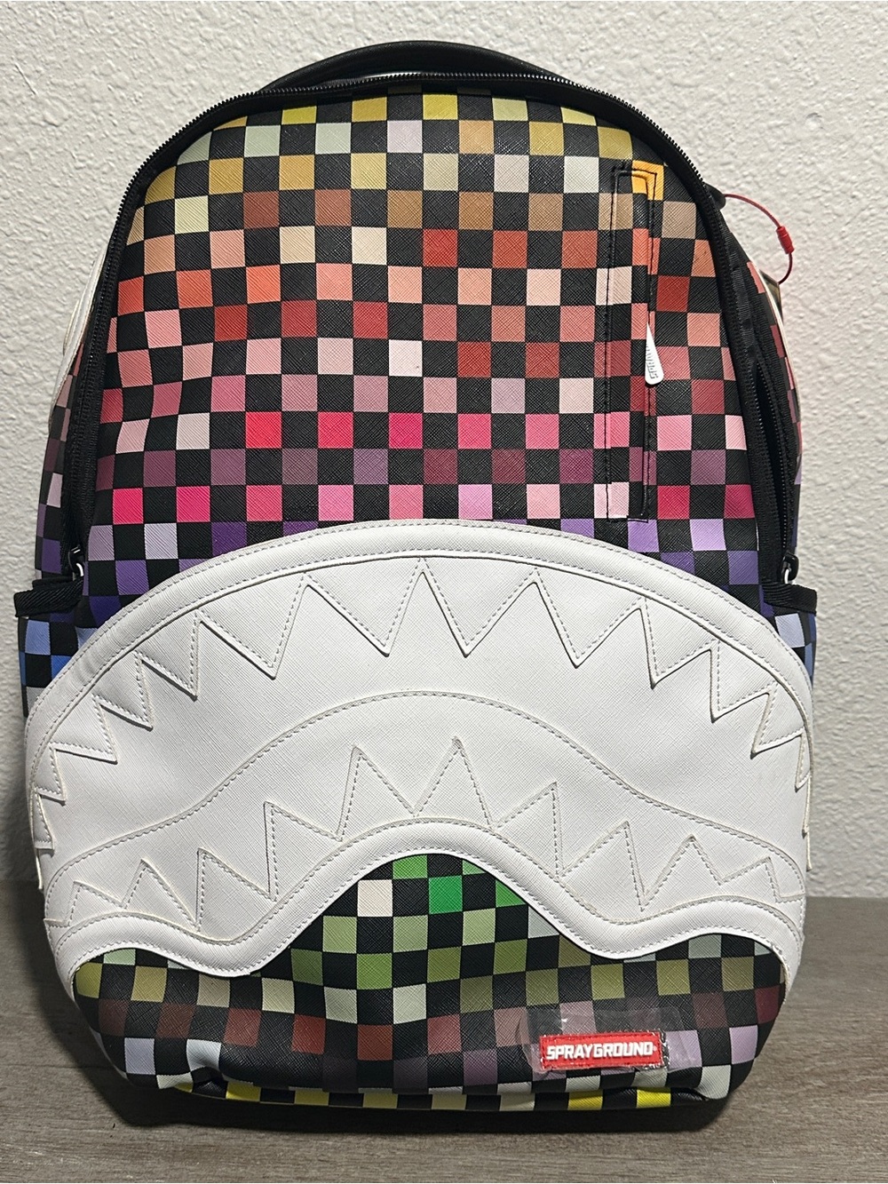 Sprayground Limited Edition Pixel Shark Backpack NWT Color Shift Checkered